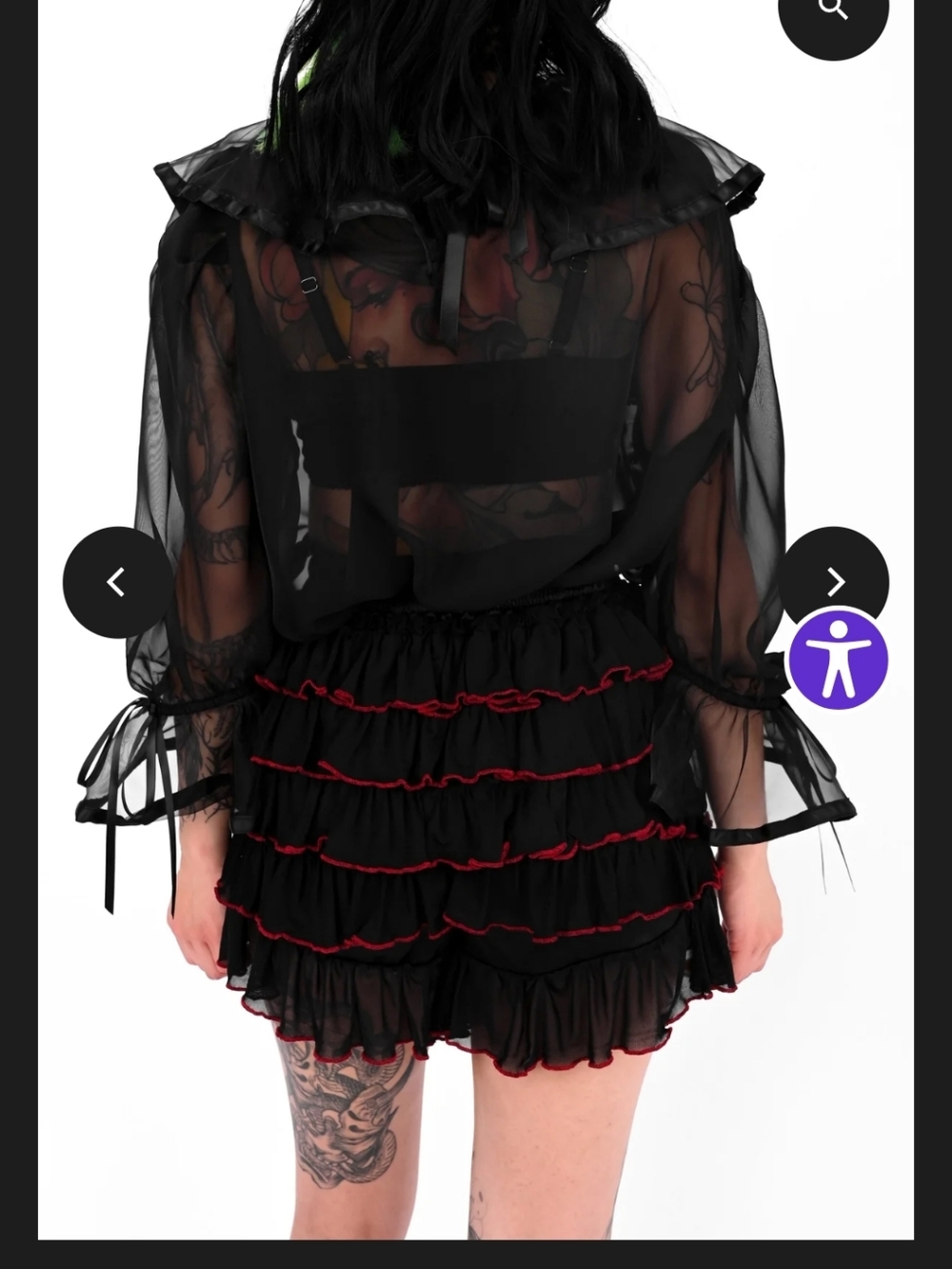 Black Ruffle Bloomers with Red Trim - Picture 3 of 3